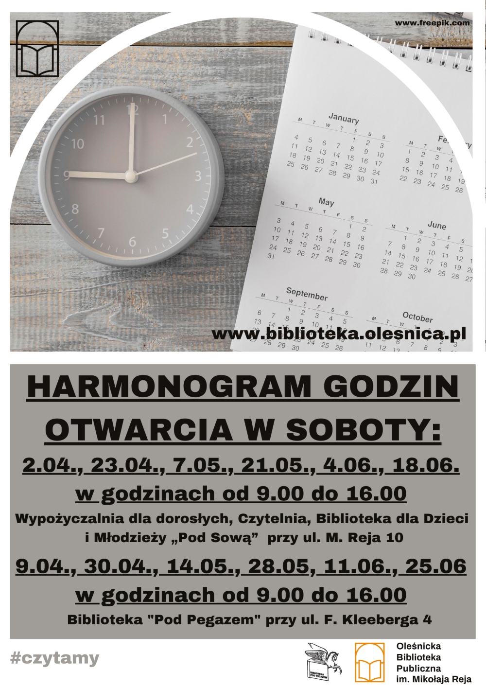 Harmonogram dyżurów w soboty od kwietnia do czerwca 2022 roku